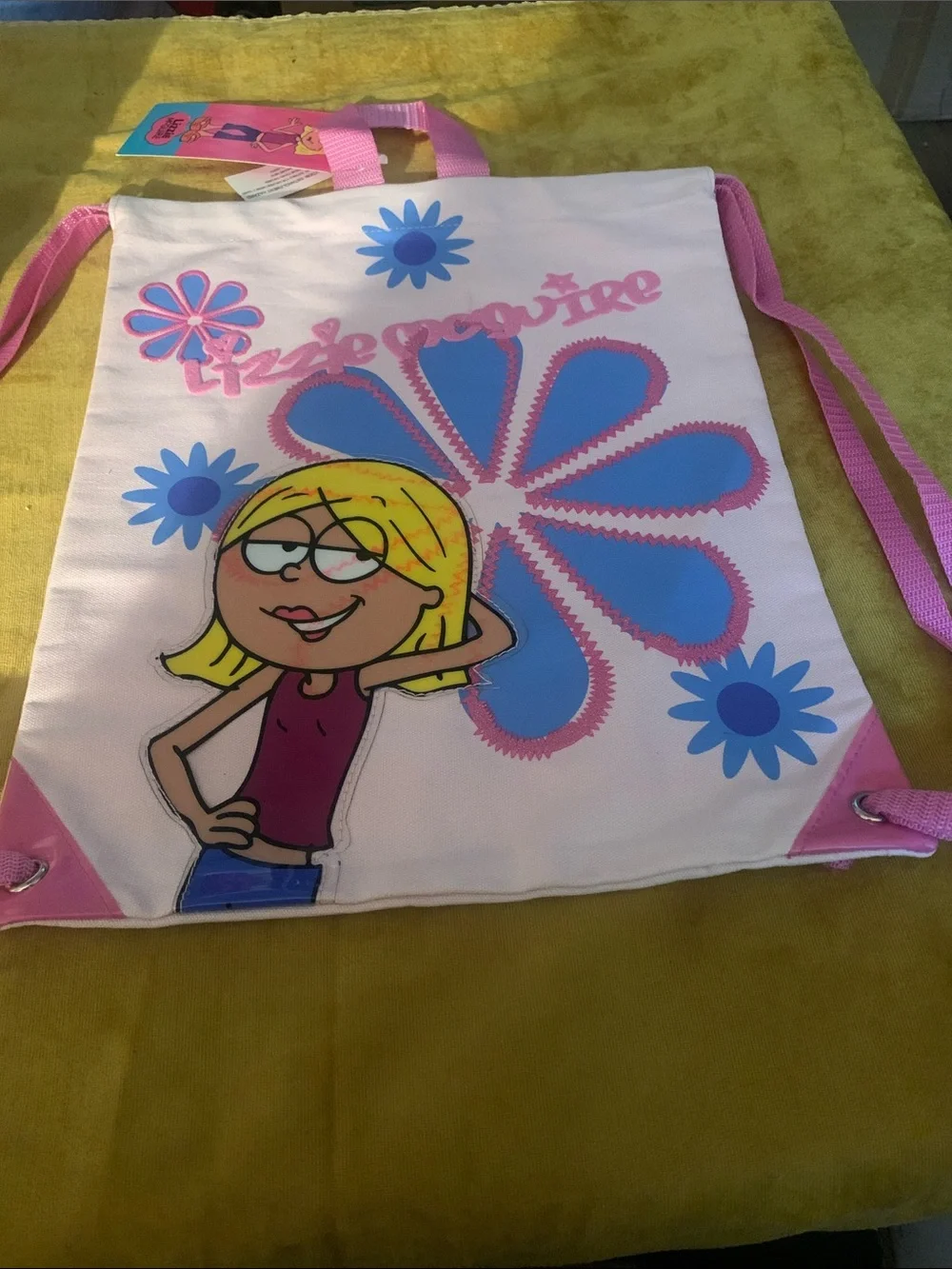 Disney Pink and Blue  Lizzie McGuire Girls Drawstring Backpack